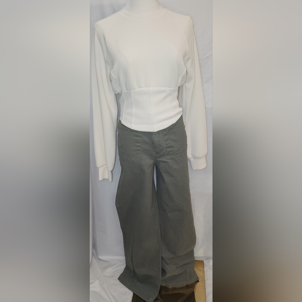 Roxy Wide Leg Pants In Army Green